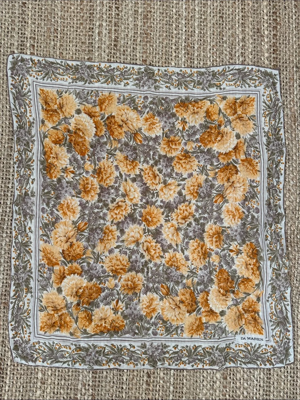 Vintage Da Maren Floral Silk Scarf